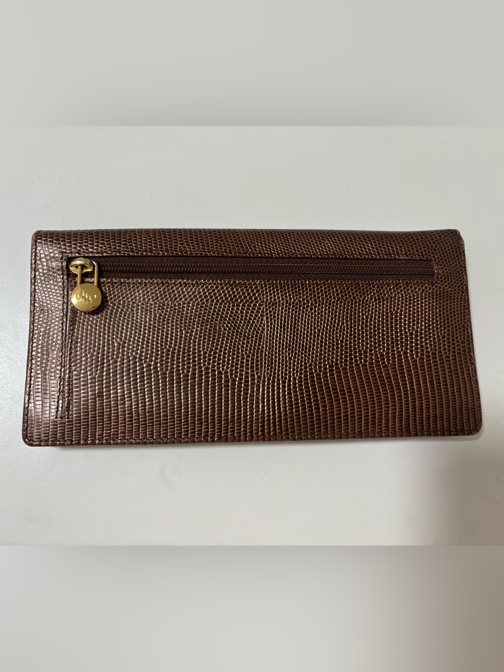 Mosaic Genuine Leather Brown Lizard-Embossed Long Wallet - Picture 2 of 6